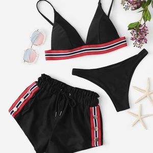 •Striped Tape top & shorts & cheeky bottom•